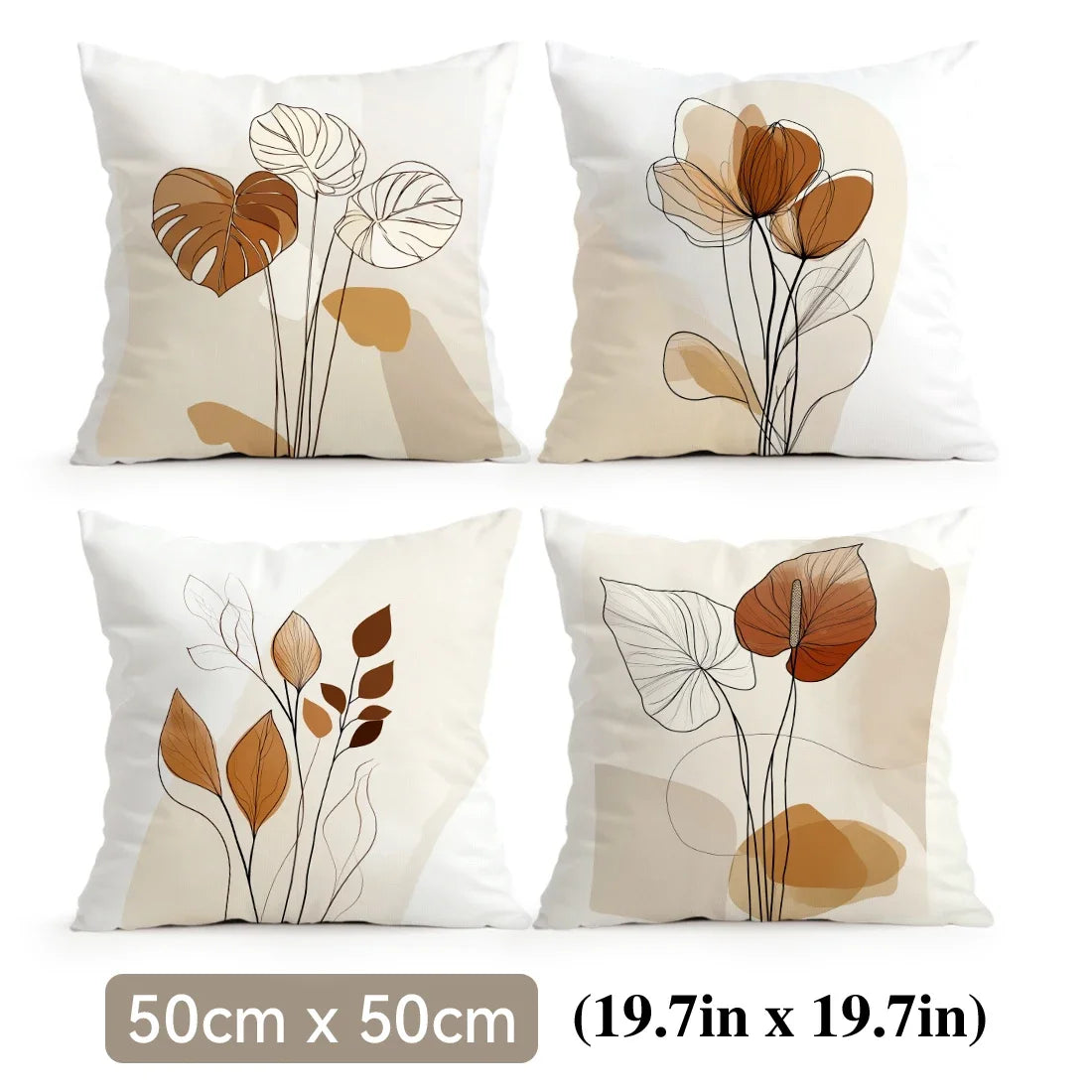 Earthline Abstract Botanical Pillow Covers – Set of 4