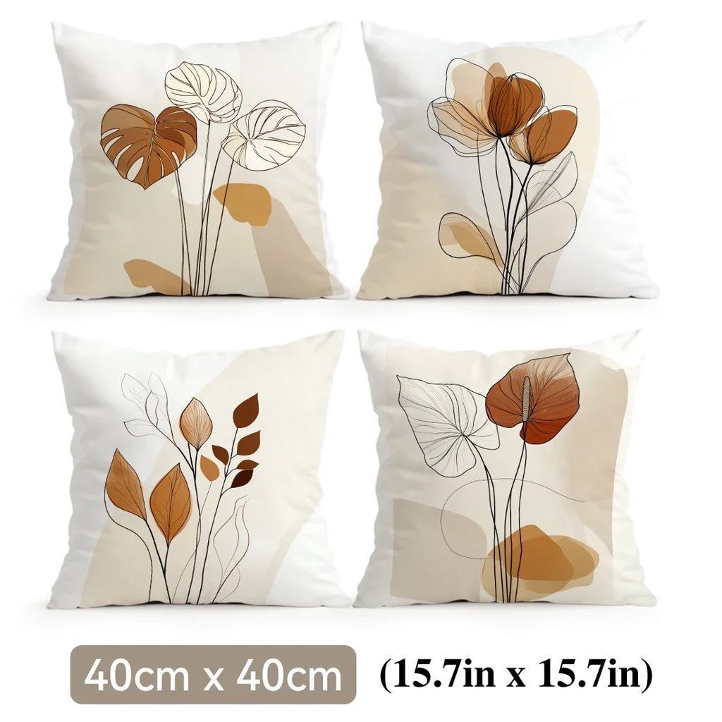 Earthline Abstract Botanical Pillow Covers – Set of 4