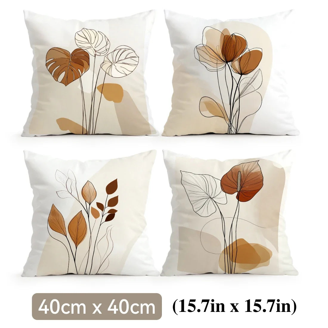 Earthline Abstract Botanical Pillow Covers – Set of 4
