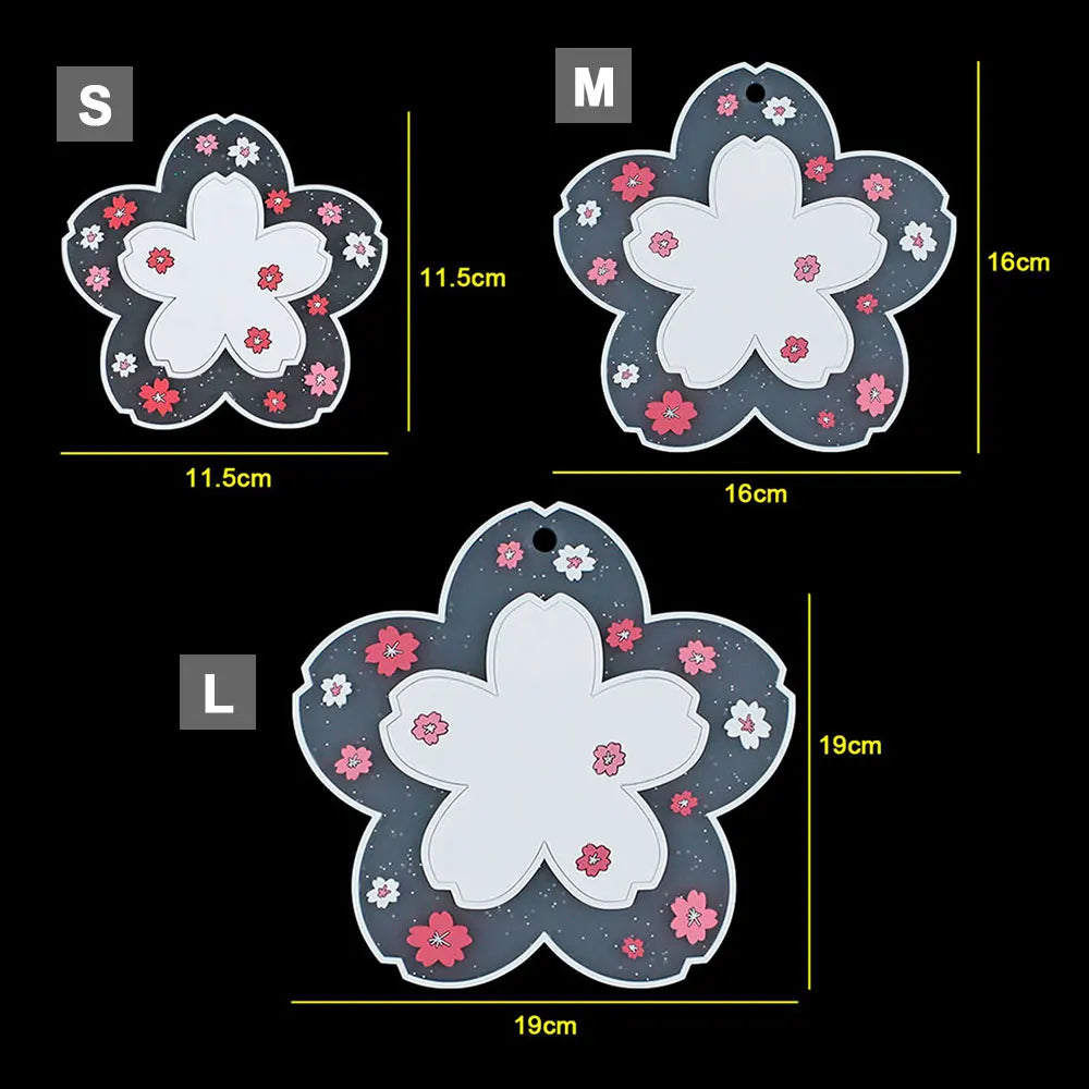 Sakura and Daisy Floral PVC Drink Coaster | Soft Flower Cup Mat in Pink White or Blue for Cheerful Tables