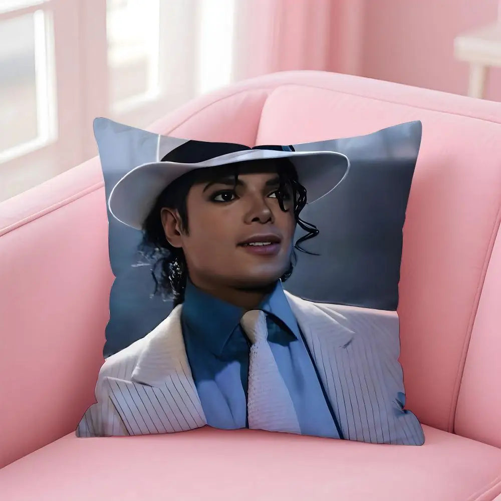 M-Michael J-Jackson Cushion Cover Linen Pillowcase Cover Soft Decor for Sofa Home Room