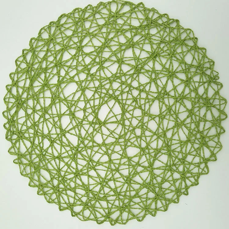 Round Woven Paper Placemats Set of 6, 38 cm Boho Dining Table Mats in Colorful Options for Gatherings and Everyday Decor