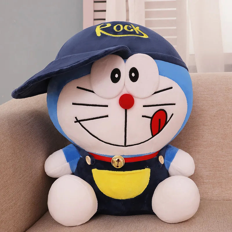 Kawaii 30cm Cute Doraemon Doll Plush Toy with Hat Blue Fat Doll Room Ornaments Girl Birthday Gift Christmas Gift