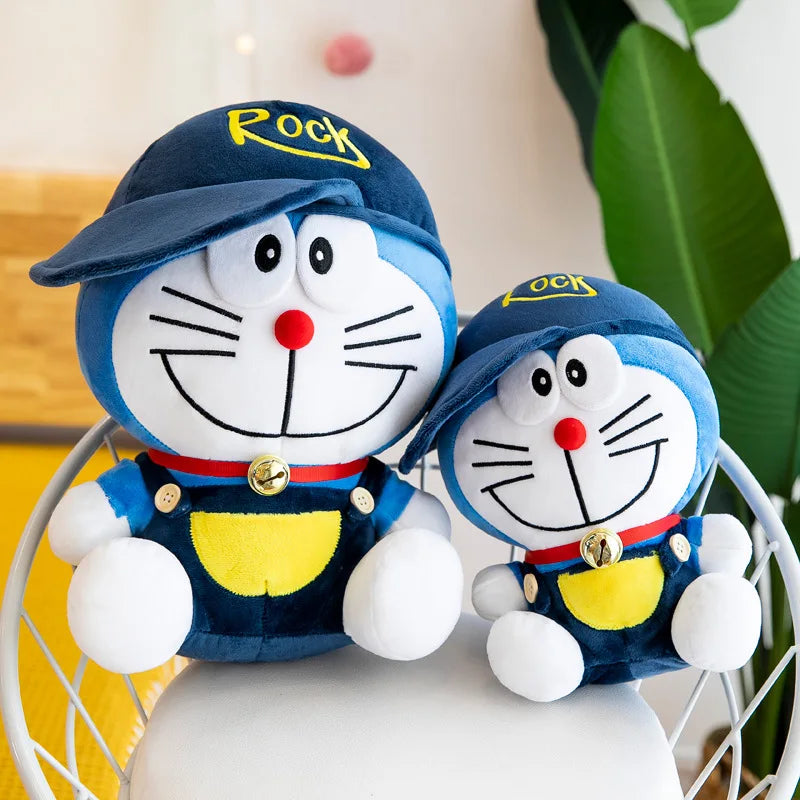 Kawaii 30cm Cute Doraemon Doll Plush Toy with Hat Blue Fat Doll Room Ornaments Girl Birthday Gift Christmas Gift