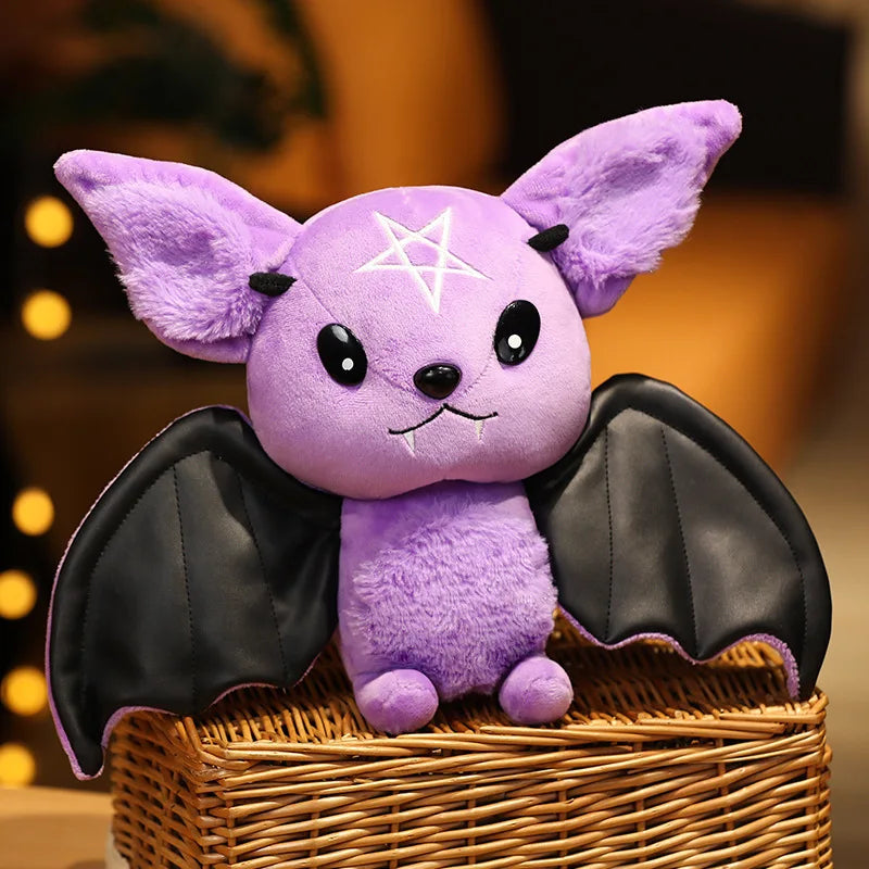 Dark Series Vampire Bat Plush Toy Gothic Style Pentacle Moon Bat Stuffed Doll Plush Toy Room Decoration Girl Boy Halloween Gift