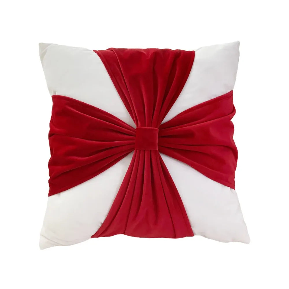 Festive Ribbon Bow Pillow Cover – 45 × 45 cm