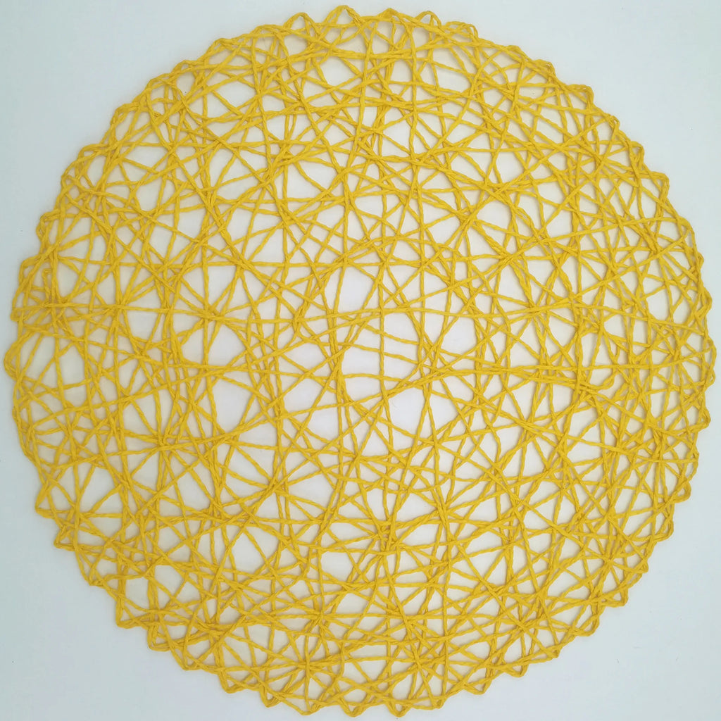 Round Woven Paper Placemats Set of 6, 38 cm Boho Dining Table Mats in Colorful Options for Gatherings and Everyday Decor