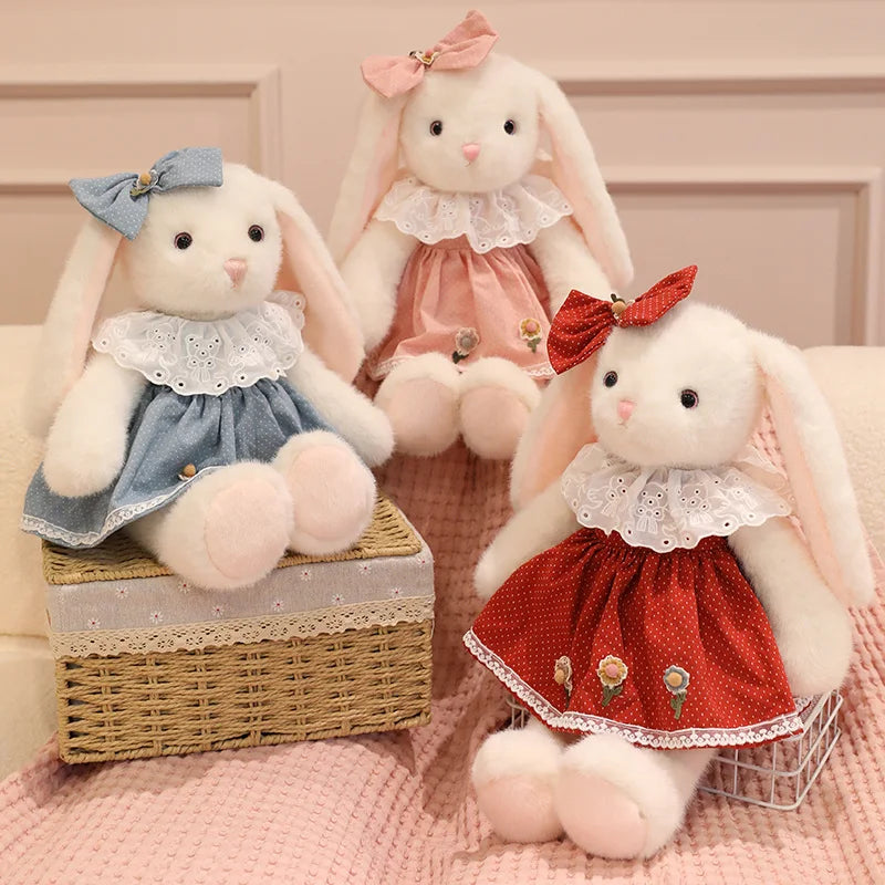 50cm Cartoon Kawaii Bow Princess Teddy Rabbit Plush Toy Pillow Running Bear Rabbit Plush Toy Home Decoration Gift For Children