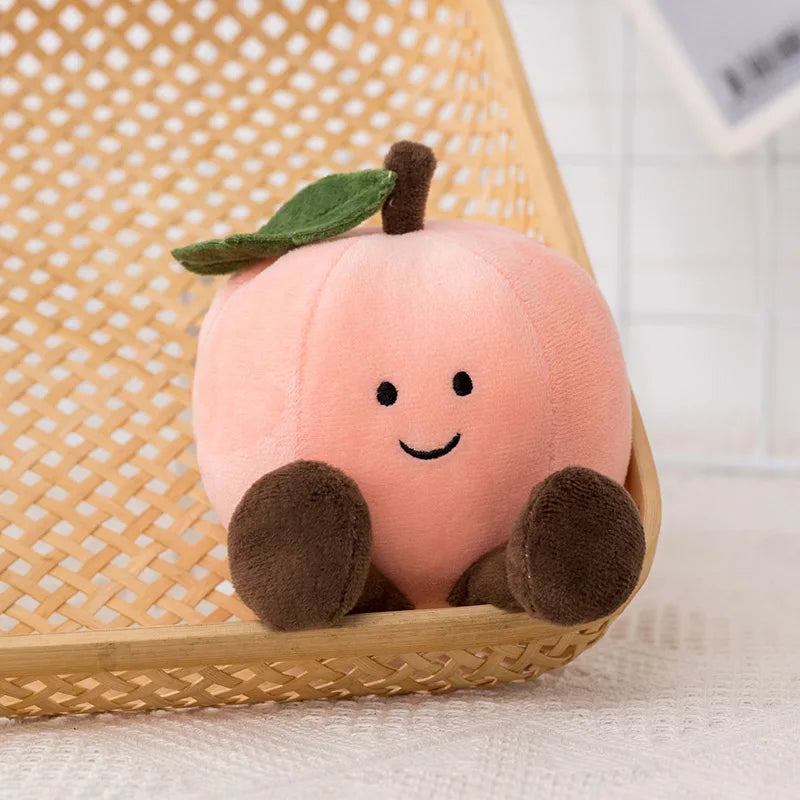 Kawaii Cartoon Fruit Series Plush Doll Cute Vegetable Corn Eggplant Pitaya Peach Pear Banana Watermelon Plush Toy Home Decor