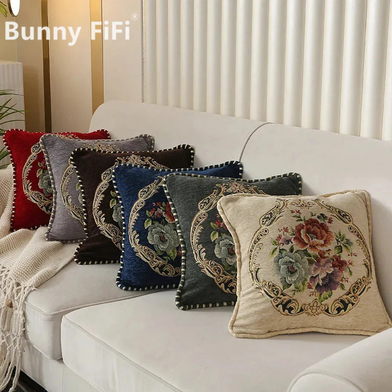 Folk-Custom Flowers Cushion Cover 45x45cm Embroidery Jacquard Decorations for Home Edging Pillow Cases Decora Cushions for Bed