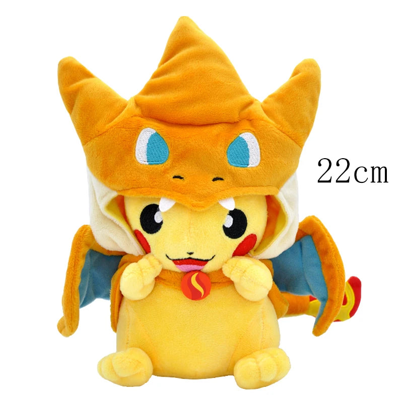 Cosplay Pikachu Pokemon Plush Eevee Charizard Snorlax Garchomp Tyranitar Hydreigon Ampharos Stuffed Doll Toy For Kid Miniso Gift