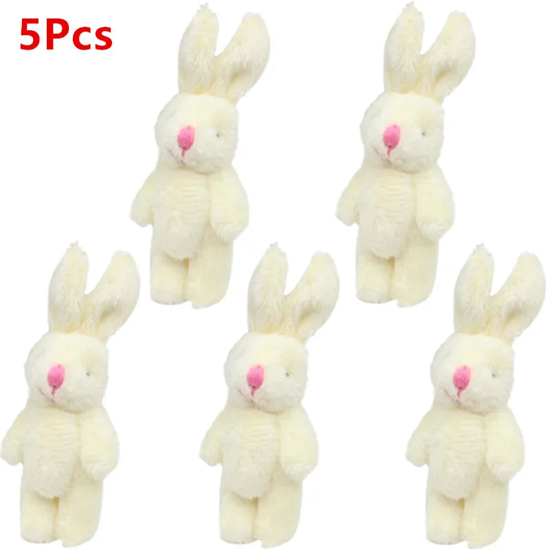 5Pcs/1Pc 6cm Mini Soft Plush Bunny Joint Rabbit for Doll Decoration for House Plush Mini Toy Stuffed Bunny for Doll Bunny Figure