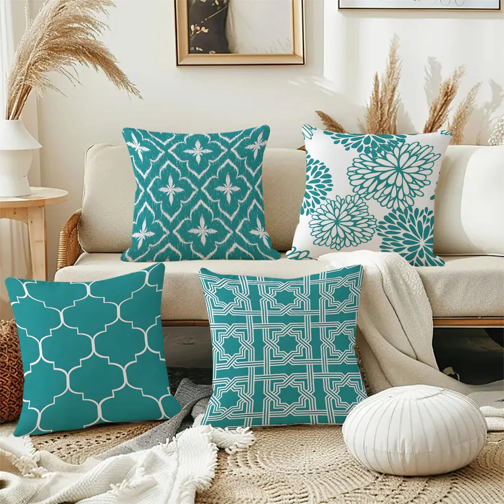 Decorative Printed Throw Pillow Covers Set 4 Piece Geometric Style Cushion Case for Modern Living Room Sofa Home Decor Accent Pi