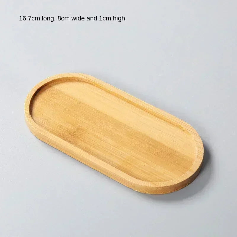 Natural Bamboo Plant Saucer and Mini Decorative Tray, Choice of Round, Oval, Heart, Square and Rectangle Styles