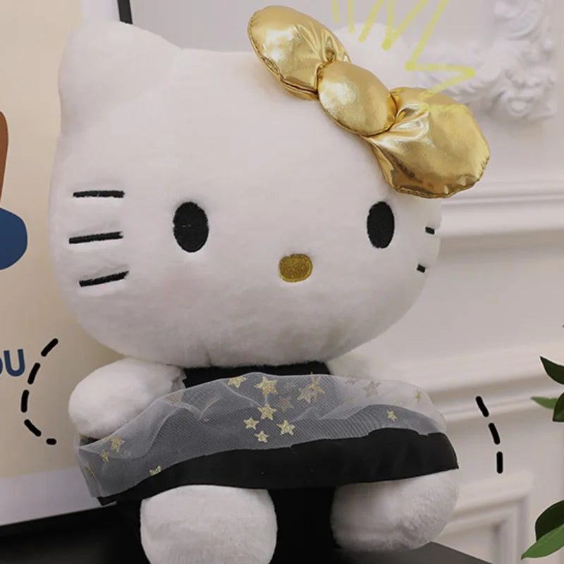22cm Anime Sanrio Kuromi Plush Toys Kawaii Gold Black KT Cat Stuffed Dolls Soft Throw Pillow Birthday Party Gift For Girl