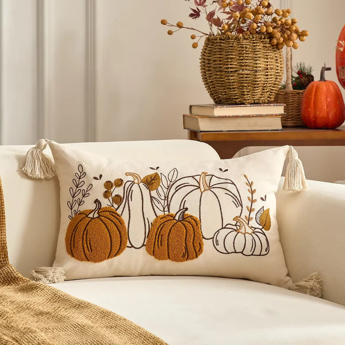 Autumn Harvest Lumbar Pillow Cover – 30 × 50 cm