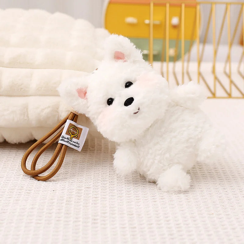 Kawaii Dog Plush Toy Pendant Teddy Husky Corgi Schnauzer Animals Keychain Bag Key Ring Puppy Dolls Car Decor Christmas Gift