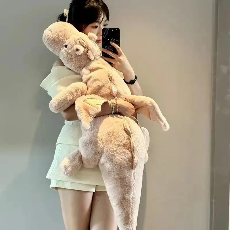 150cm Giant White Dragon Plush Toy with Unicorn Horn Flying Pterosaur Dinosaur Pillow Dinosaur Kawaii Holiday Gift Anime Pillow