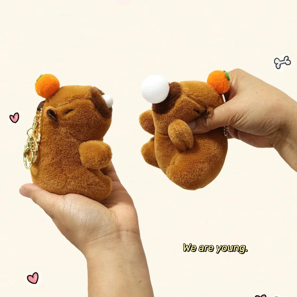Cute Stuffed Animals Plush Capybara Keychain 12cm Cartoon Simulation Capybara Pendant Snot-Pulling Cute School Bag Pendant