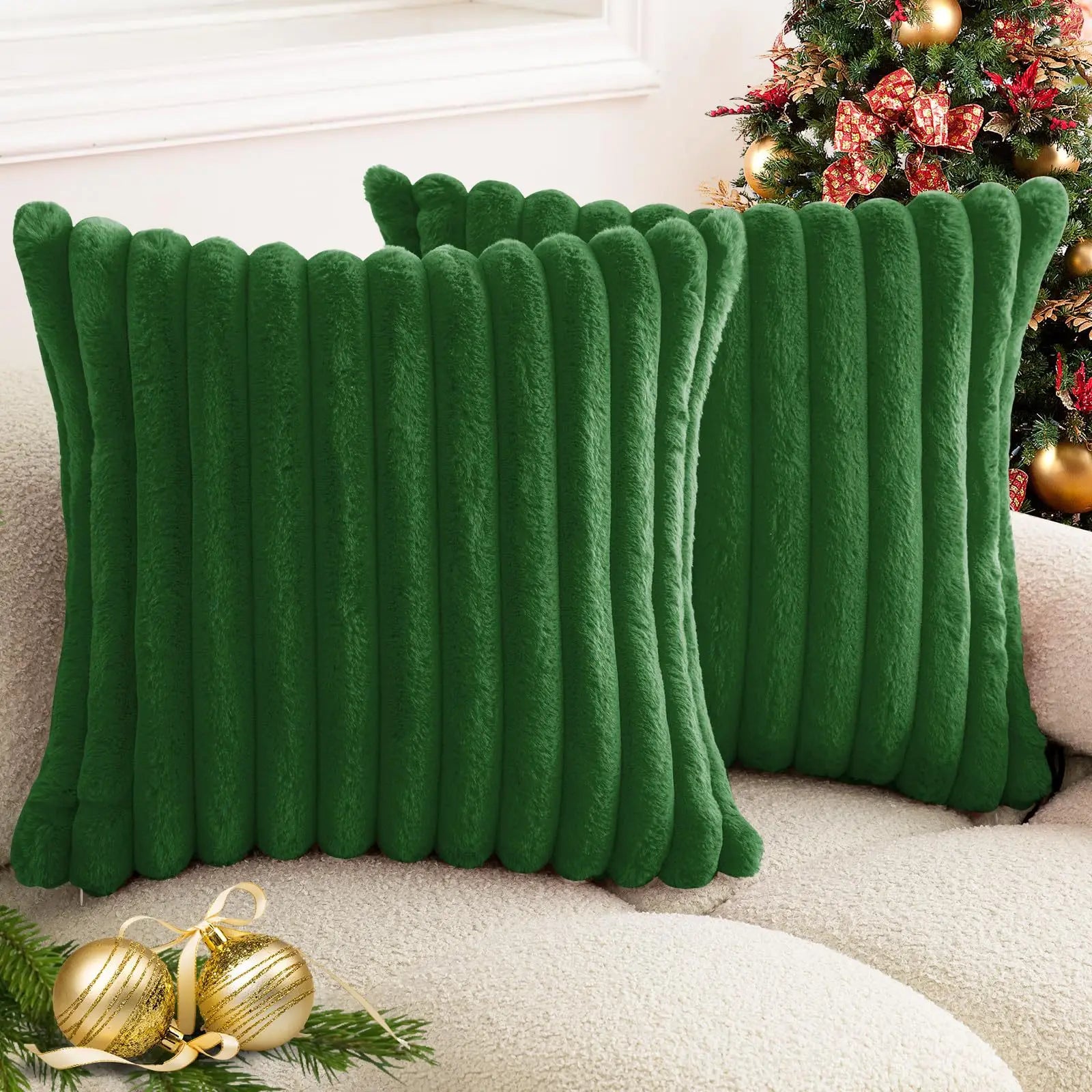 40x40 45x45 Faux Rabbit Fur Square Cushion Cover New Big Thick Striped Super Soft Solid Color Pillow Cover Sofa Decor Pillowcase