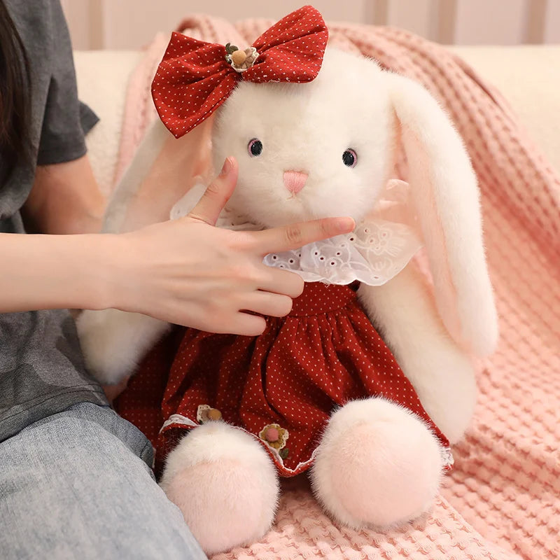 50cm Cartoon Kawaii Bow Princess Teddy Rabbit Plush Toy Pillow Running Bear Rabbit Plush Toy Home Decoration Gift For Children