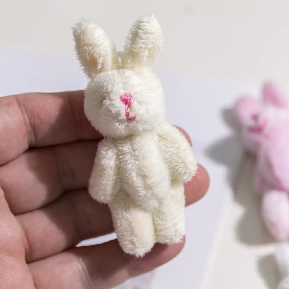 10Pc/lot 6cm Mini Joint Rabbit Soft Stuffed Plush Toy Handmade Pendant Doll Accessories Xmas Birthday Gift Party Decor