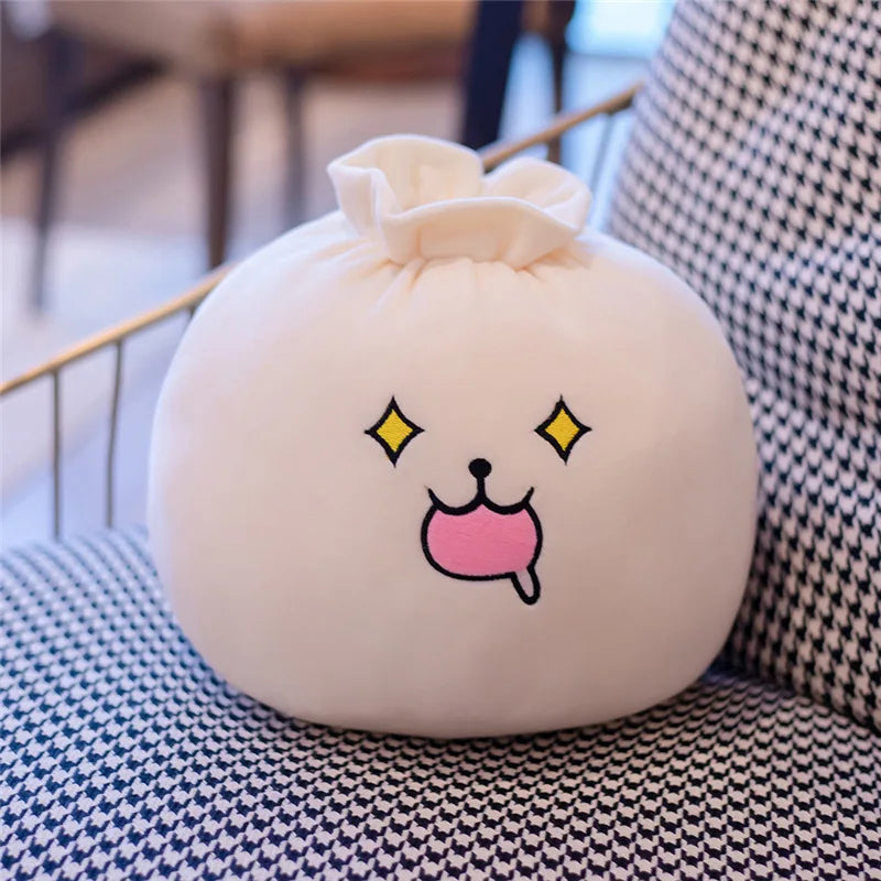 Cute Plush Steamed Stuffed Bun Cartoon Lifelike Emotional Bao Zi Plush Chinese Food Pillow Cushion Kids Toys