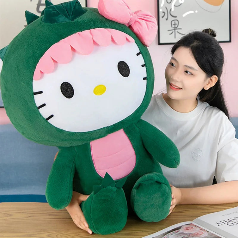 35/50/65cm Giant Kawaii Hello Kitty Dinosaur Plush Toy Cartoon Doll Room Decoration Sleeping Throw Pillow Kids Birthday Gift