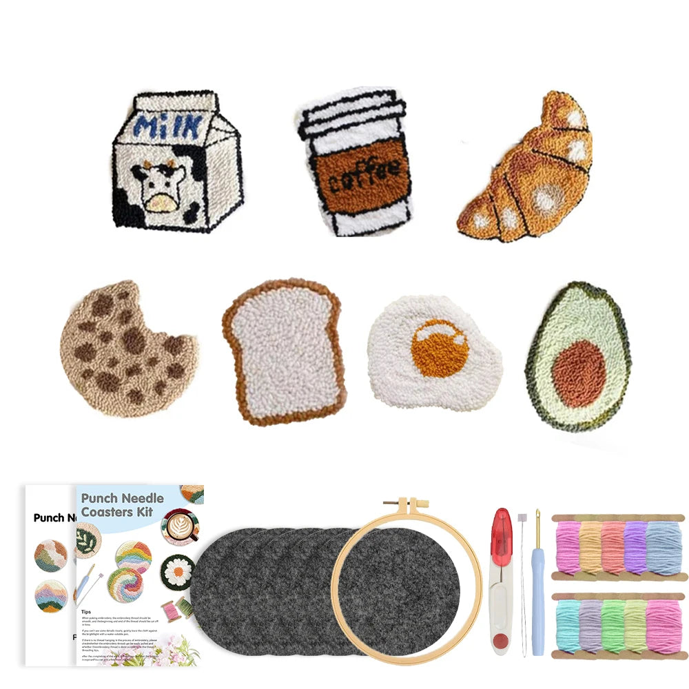 Beginner Punch Needle Coaster Craft Kit for Handmade Tufted Mug Rugs and Cozy Home Decor