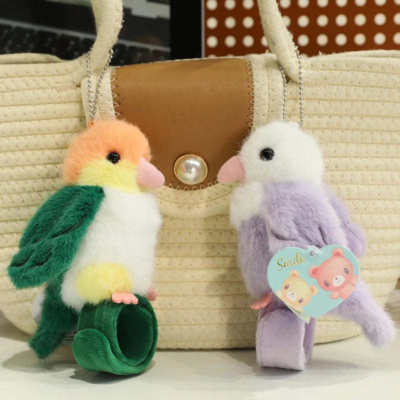 11cm Lifelike Parrot Plush Papa Circle Pendant Toy Cute Stuffed Animal Bird Bracelet Toy  Doll Soft Cartoon Lovely Birthday Gift