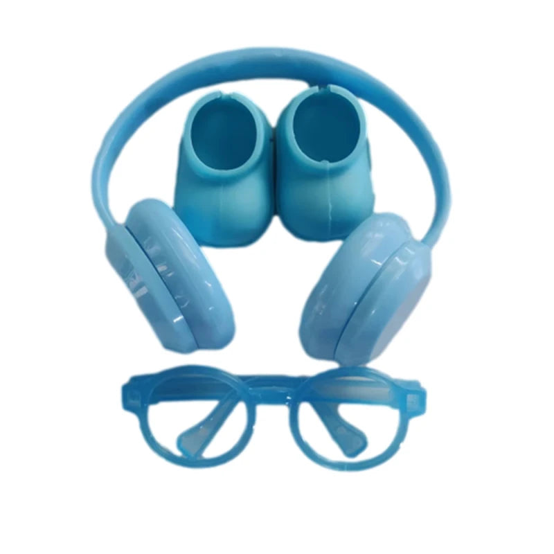 DIY accessories for labubu V1 V2 shoes without lenses glasses stylish plastic headphone set plush doll decoration birthday gift