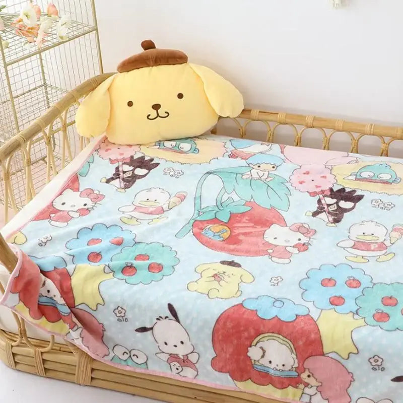 Sanrio Pom Pom Purin Plush Toy Car Pillow Seat Belt Cover Back Cushion For Car Seat Throw Pillow Blanket Sofa Bed Xmas Girl Gift