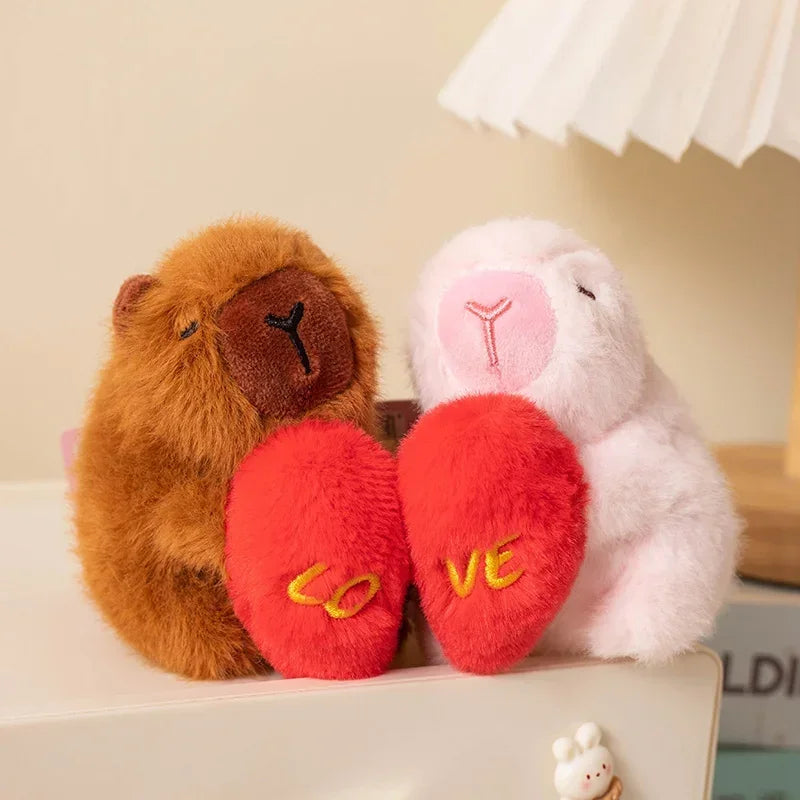 Kawaii Animal Capybara Hold Heart Plush Toys Lovely Couple Capybara Stuffed Animal Funny Doll Perfect Birthday Gift For Lovers
