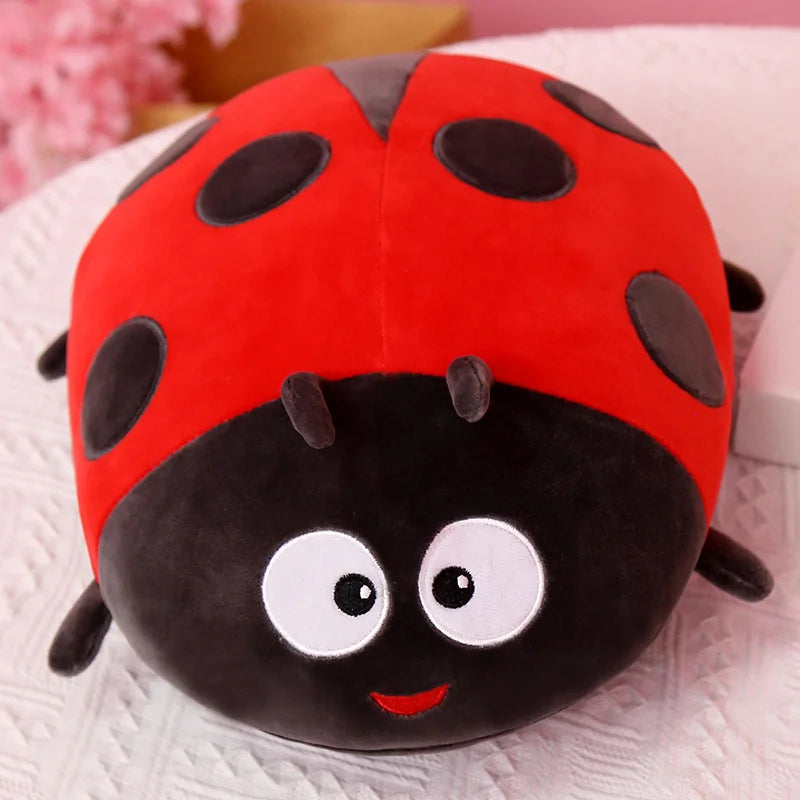 Kawaii Insect Plush Toy Stuffed Soft Red Ladybug Bee Doll Huggable Pillow Room Decor Back Cushion Cute Children Birthday Gifts