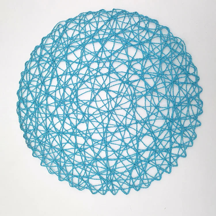 Round Woven Paper Placemats Set of 6, 38 cm Boho Dining Table Mats in Colorful Options for Gatherings and Everyday Decor