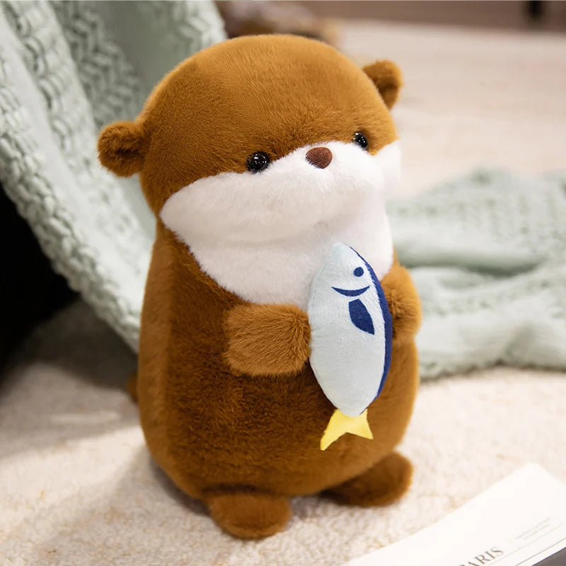 1pc New Otter Hug Fish Plush Toys Stuffed Wild Animal Cartoon Dolls Soft Sloth Throw Pillow Christmas Birthday Gift for Kids