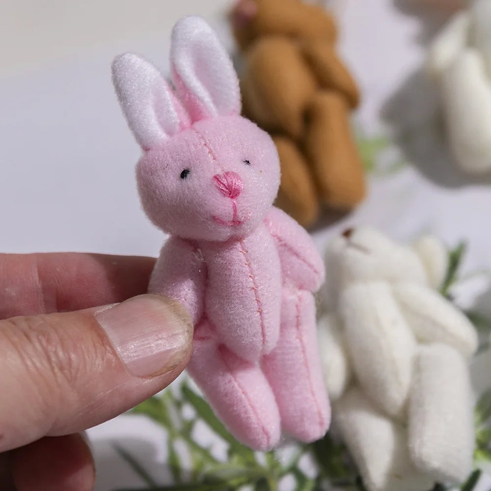 10Pc/lot 6cm Mini Joint Rabbit Soft Stuffed Plush Toy Handmade Pendant Doll Accessories Xmas Birthday Gift Party Decor