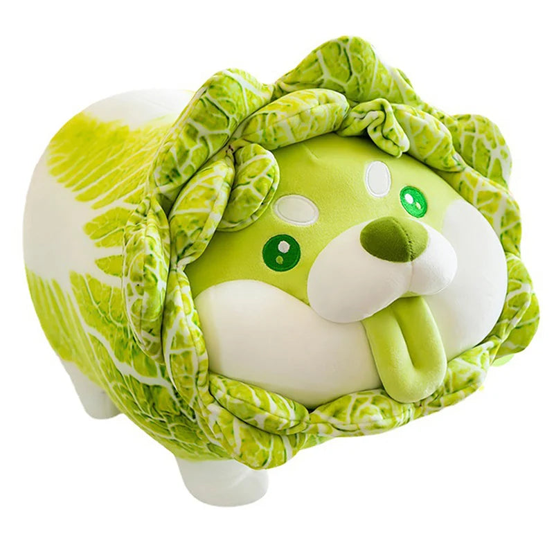 Cute Vegetable Fairy Plush Toys Japanese Cabbage Dog Fluffy Soft Shiba Inu Pillow Stuffed Animals Doll for Kids Baby Girls Gifts
