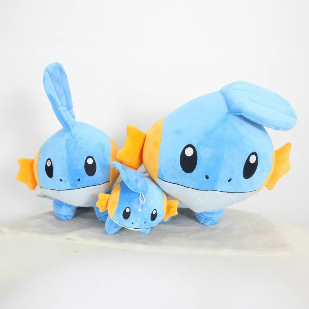 Pokemon Mudkip Plush Toy - 23cm Cute Water Type Pokemon Stuffed Animal with Healing Quotes, Soft Kawaii Plushie for Kids & Fans
