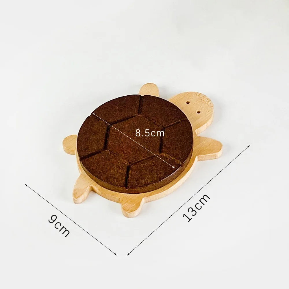 Turtle-Shaped Black Walnut Wood Tea Mat, Decorative Wooden Pad for Teapots, Coffee Corners and Nature-Inspired Tables
