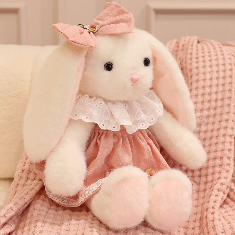50cm Cartoon Kawaii Bow Princess Teddy Rabbit Plush Toy Pillow Running Bear Rabbit Plush Toy Home Decoration Gift For Children