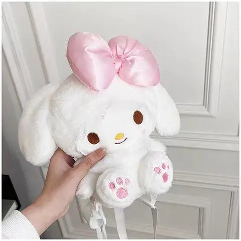 Kawaii Sanrio Melody Plush Backpack Cute Stuffed Animals Dolls Toys Plushie Bag Anime Cartoon Shoulder Backpacks Girl Gifts