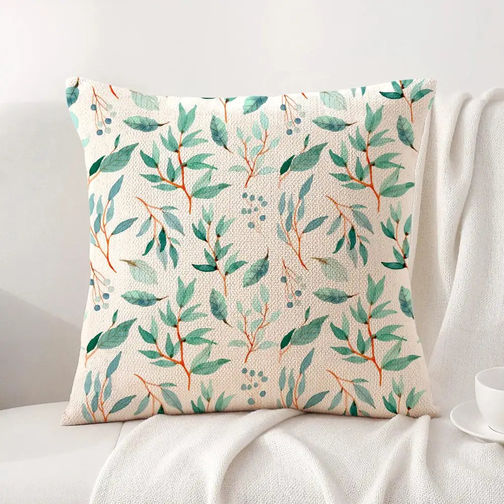 Watercolor Eucalyptus Botanical Pillow Cover – Sage Green