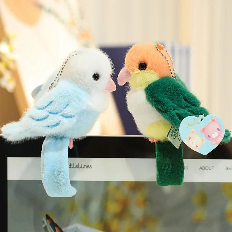 11cm Lifelike Parrot Plush Papa Circle Pendant Toy Cute Stuffed Animal Bird Bracelet Toy  Doll Soft Cartoon Lovely Birthday Gift