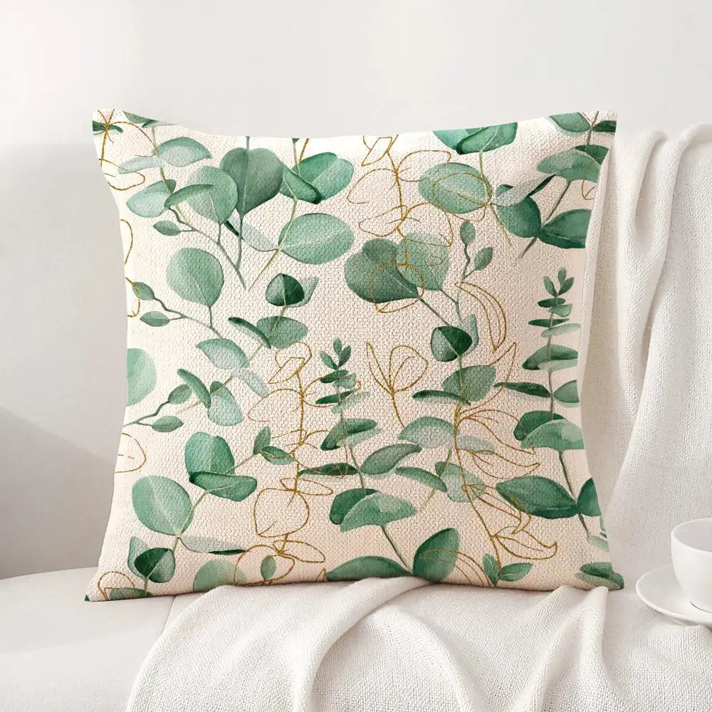 Watercolor Eucalyptus Botanical Pillow Cover – Sage Green