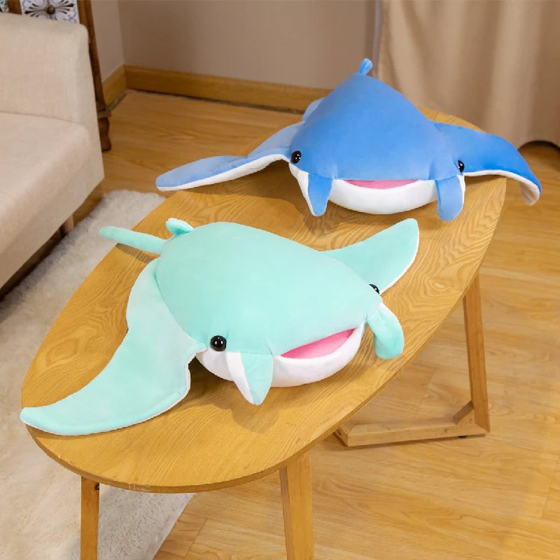 Cartoon Fish Manta Ray Plush Toy Kawaii Devil Ray Rajiformes Cute Mobulidae Plushies Pillow Stuffed Soft Marine Life Dolls Gifts