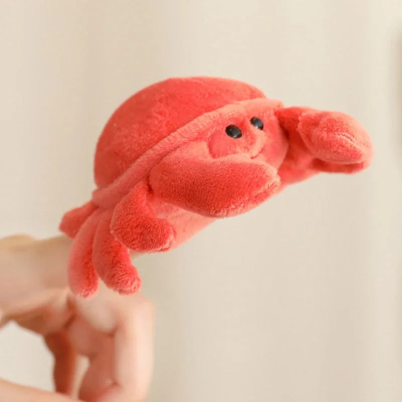 Cute Cartoon Animal Plush Hand Finger Puppet Toys Soft Mini Lifelike Parrot Peacock Shark Octopus Toys Funny Finger Game Props