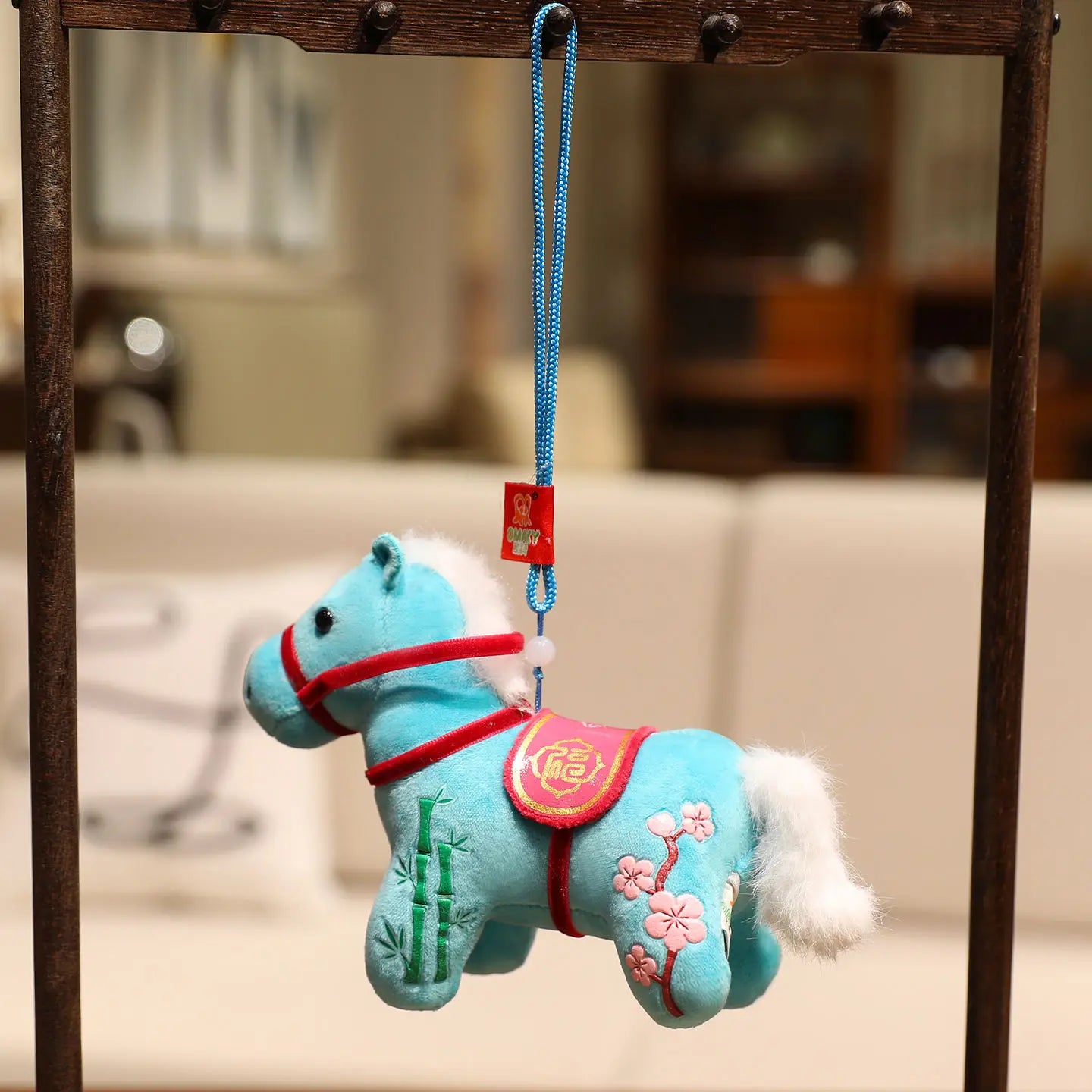 12CM Cute Mini Horse Pendant Keychian Plush Toy Kawaii Lifelike Animal Simulation Stuffed Doll Bag Decor