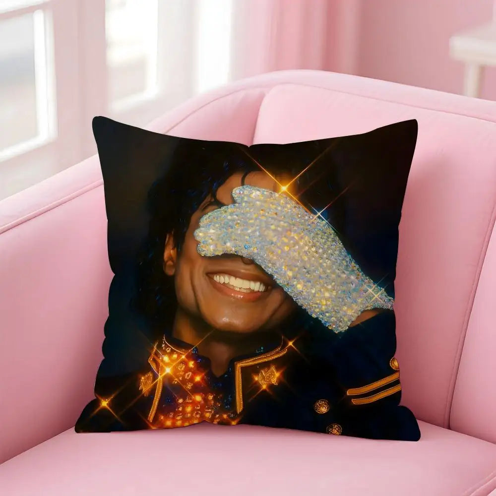 M-Michael J-Jackson Cushion Cover Linen Pillowcase Cover Soft Decor for Sofa Home Room