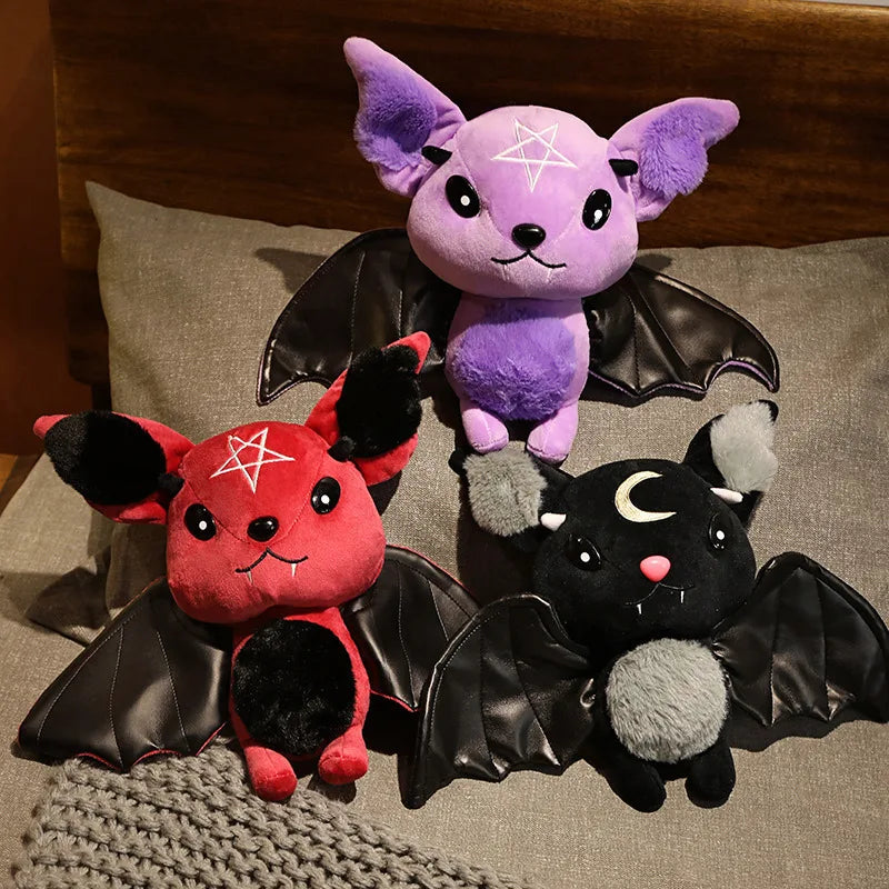 Dark Series Vampire Bat Plush Toy Gothic Style Pentacle Moon Bat Stuffed Doll Plush Toy Room Decoration Girl Boy Halloween Gift